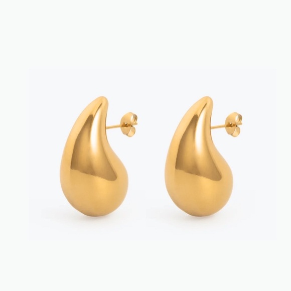 18K Gold Teardrop earrings*raindrop earrings*drop earrings*BV Drop earrings*BV - Picture 1 of 5